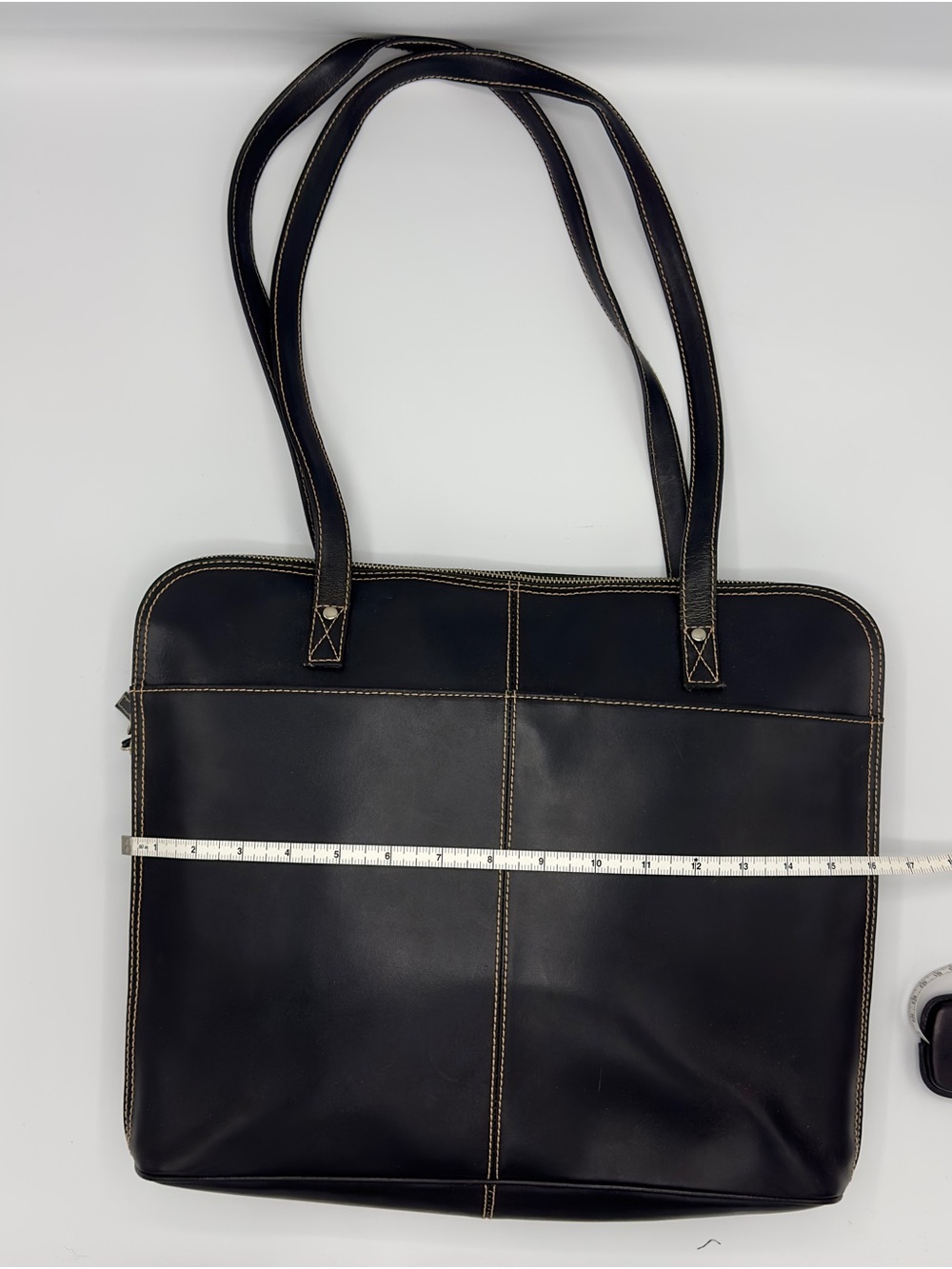 Wilsons Leather Pelle Studio Black Leather Laptop Tote Bag - Picture 2 of 16